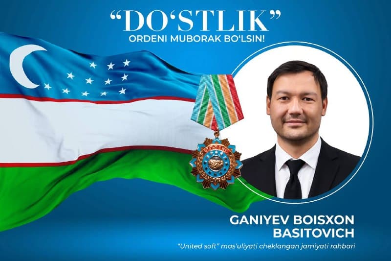 Oʻzbekiston Respublikasi Prezidentining tegishli Farmoni bilan “United Soft” MChJ rahbari Ganiyev Boisxon Basitovich… - 1